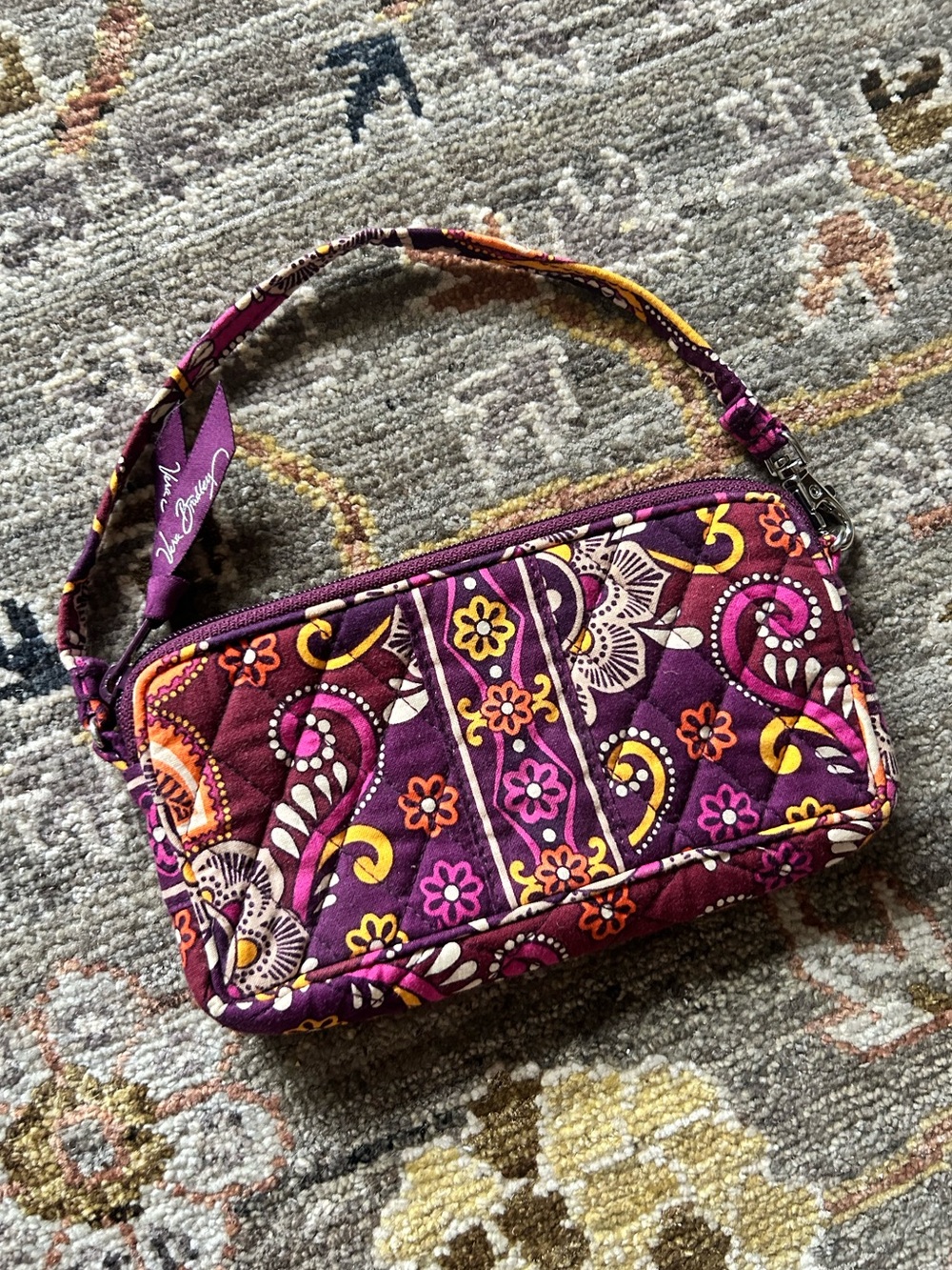 NWOT Vera Bradley Safari Sunset Purple Floral Paisley Wristlet